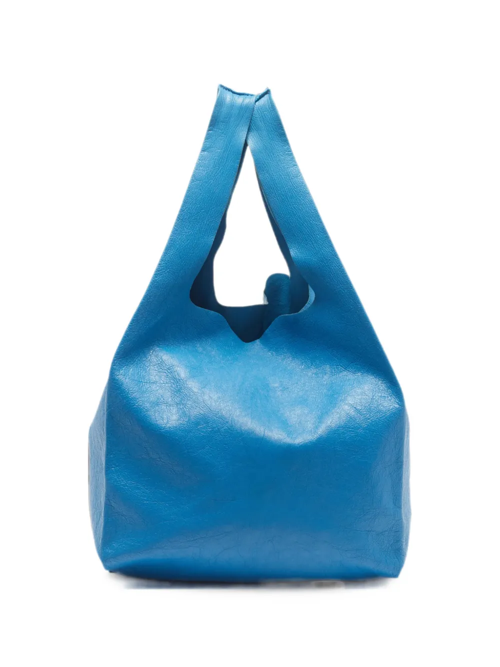 Pre-owned Balenciaga Supermarket Leather Tote Bag In Blue