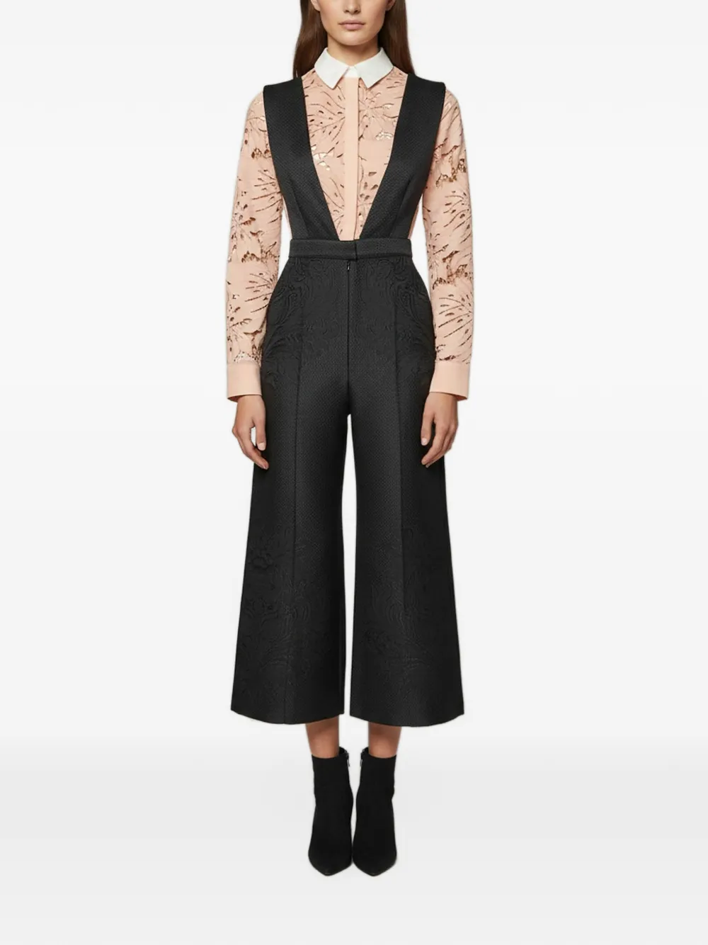 Self-Portrait Botanical Crest jacquard jumpsuit - Schwarz
