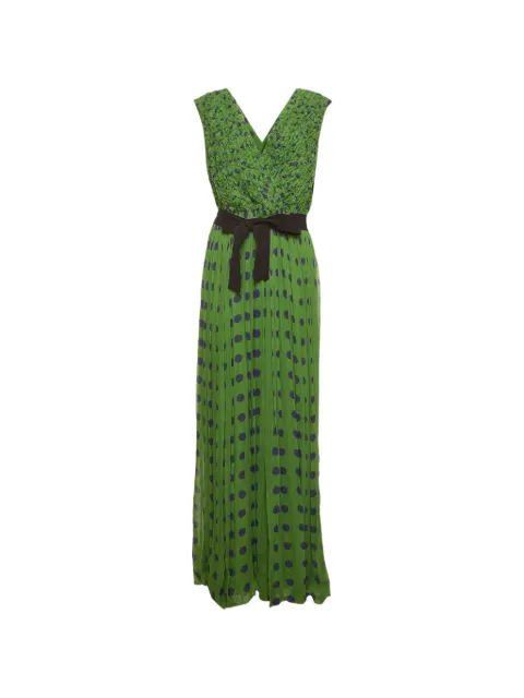 Carolina Herrera Vintage polka dot-print plissé maxi dress