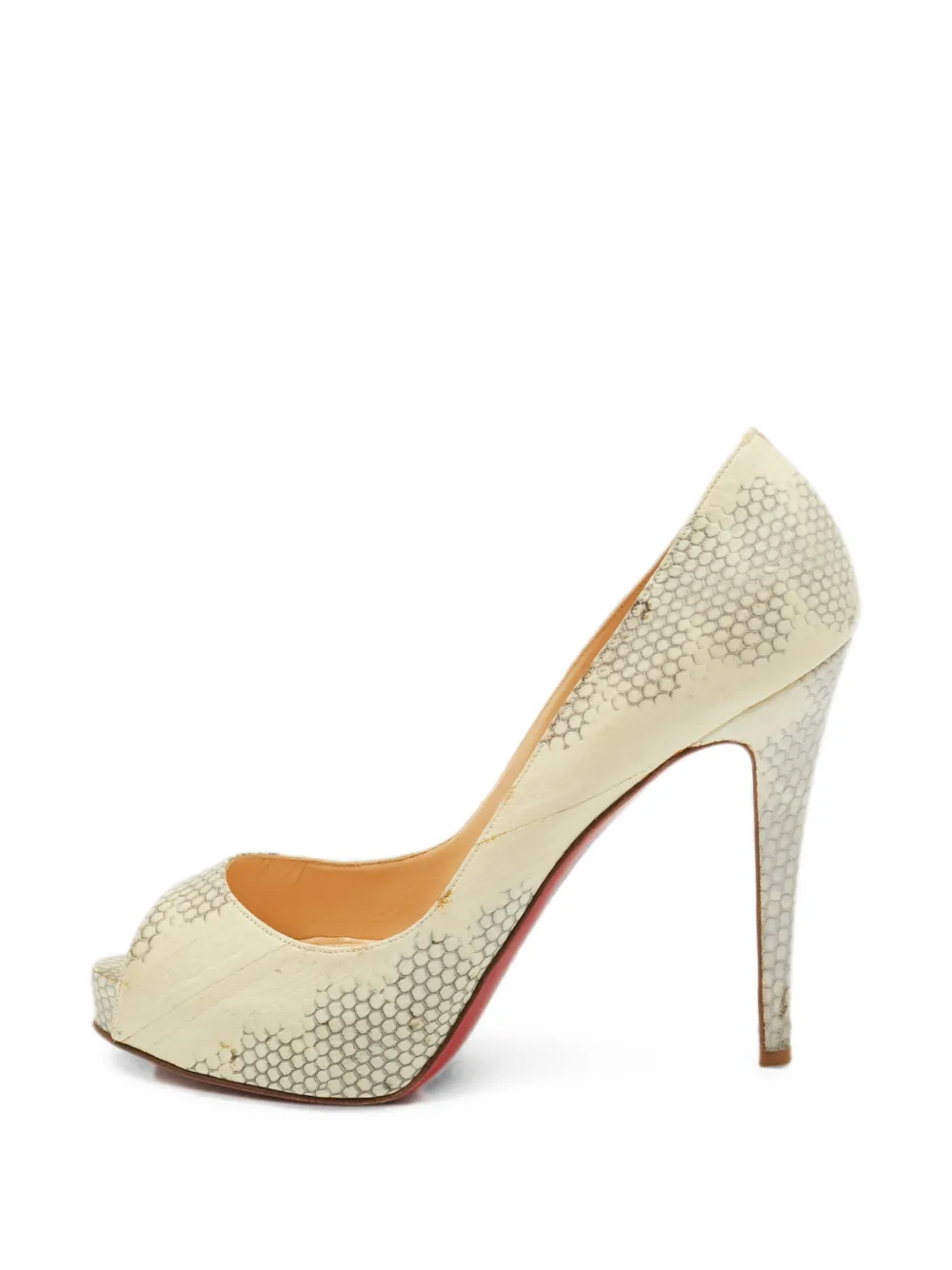 Christian Louboutin Pre-Owned Lady Peep python-embossed heeled pumps - Nude