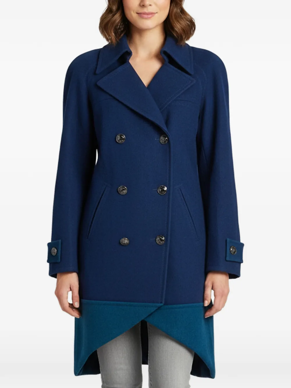 CHANEL Pre-Owned asymmetric double-breasted coat - Blue