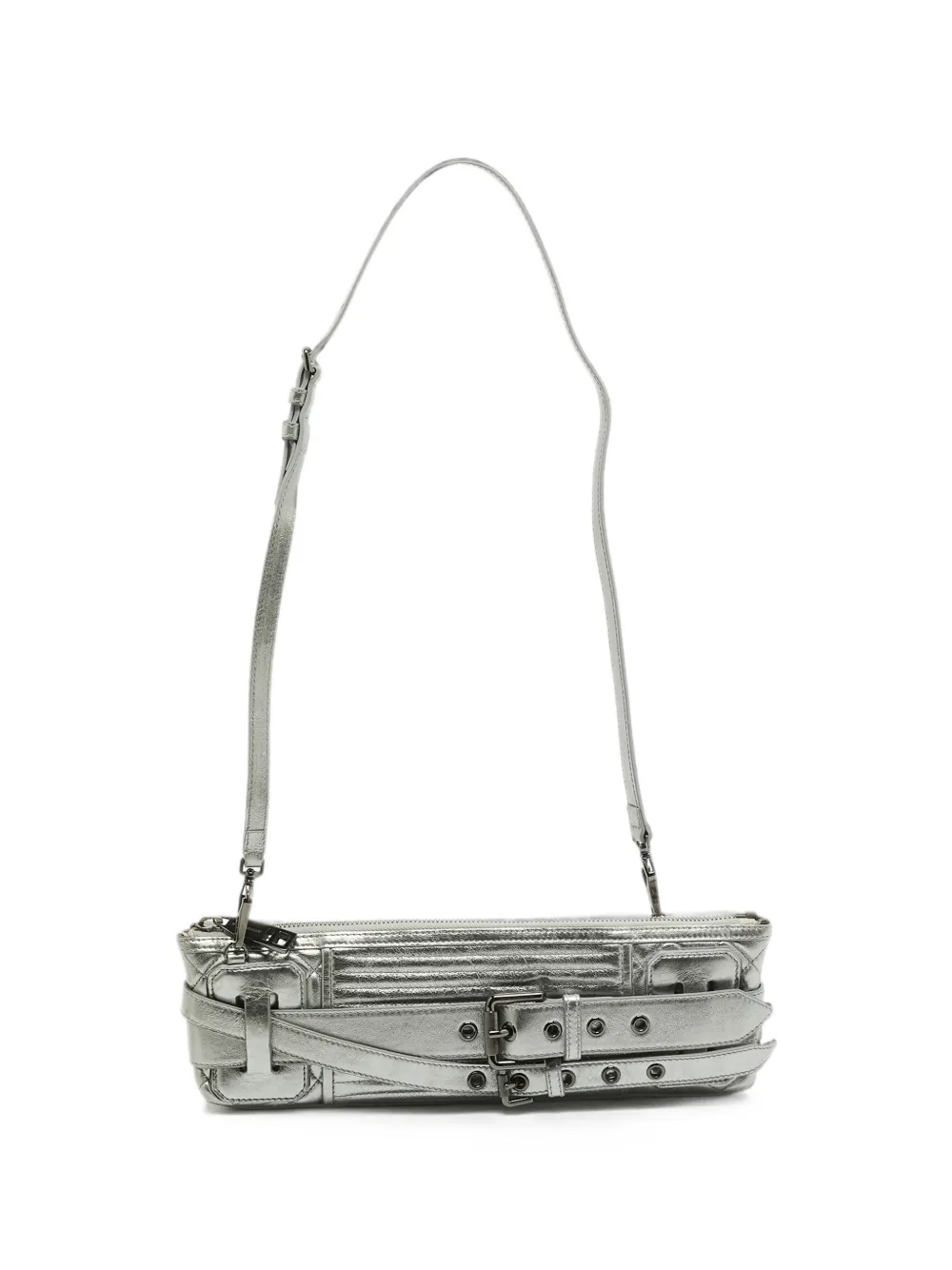 Burberry Pre-Owned buckle-detail leather shoulder bag - Argento