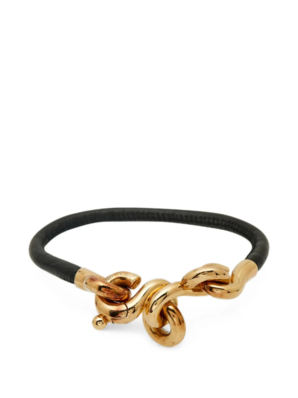 Pre-owned Bottega Veneta Knot-detail Leather Bracelet In Gold