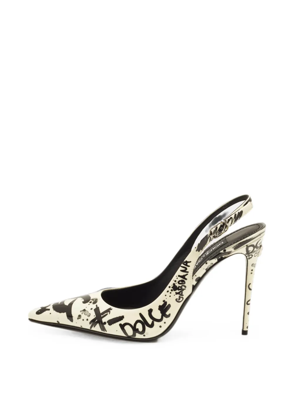 Dolce & Gabbana Pre-Owned graffiti-print leather heeled pumps - Nude