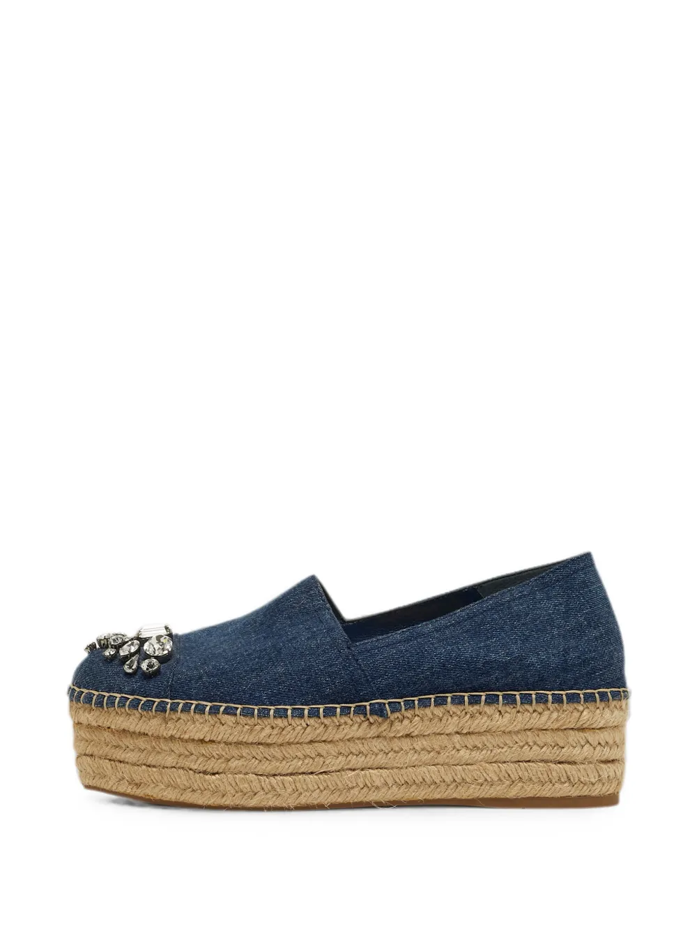 Miu Miu Pre-Owned crystal-embellished espadrille shoes - Blu