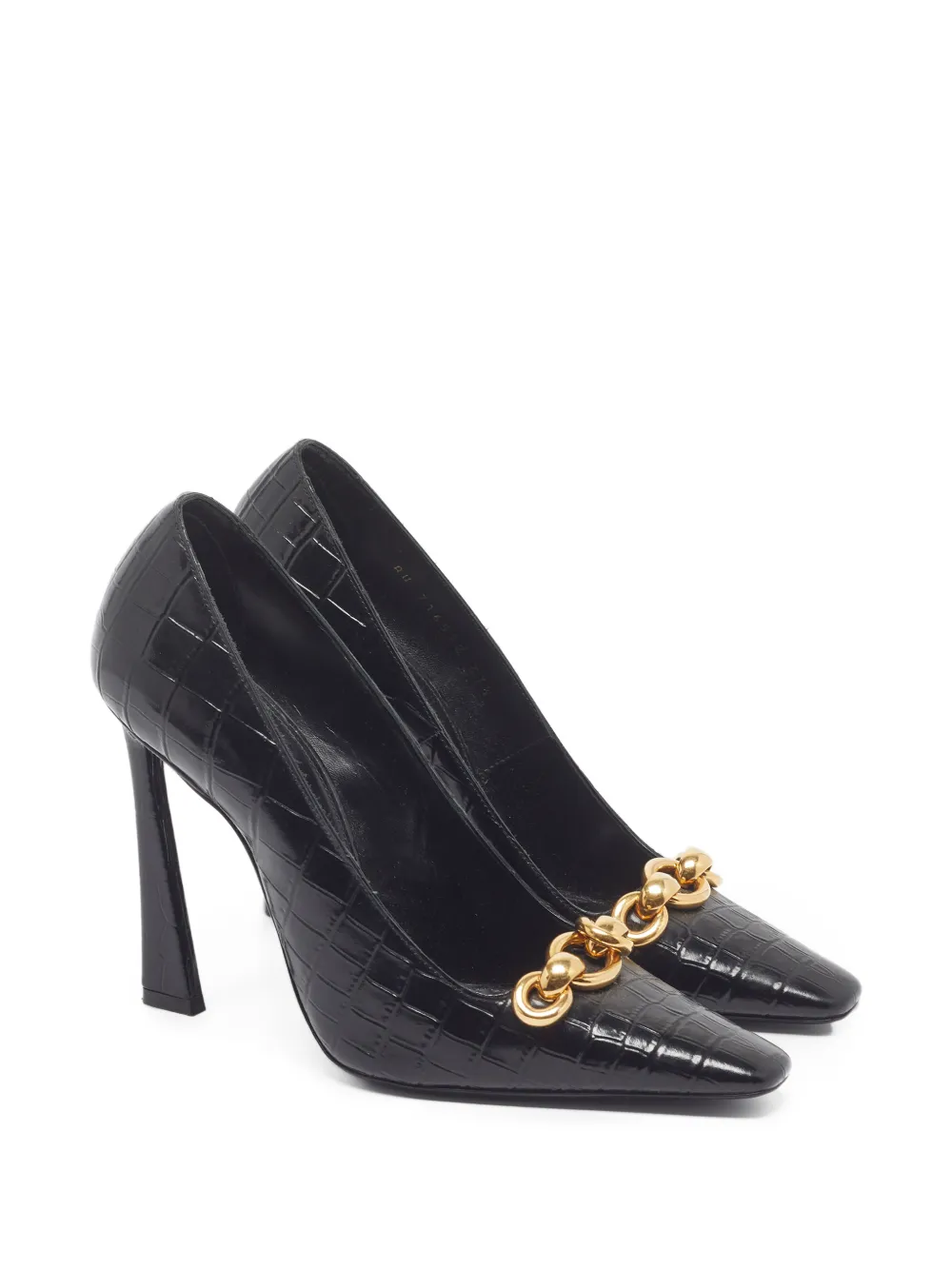 Saint Laurent Pre-Owned Silvana croc-embossed pumps - Nero