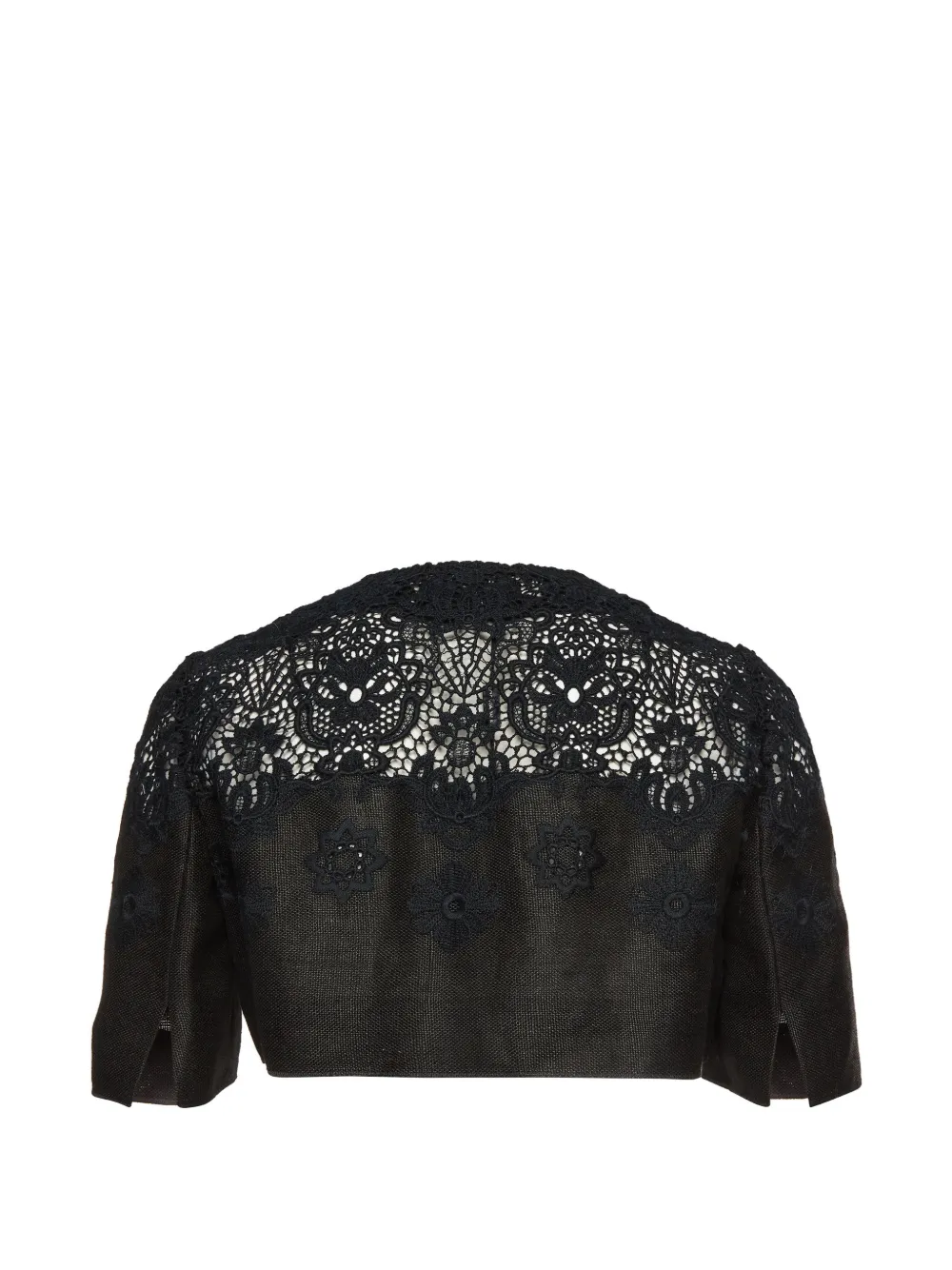 Dolce & Gabbana Pre-Owned lace-detail cropped jacket - Zwart