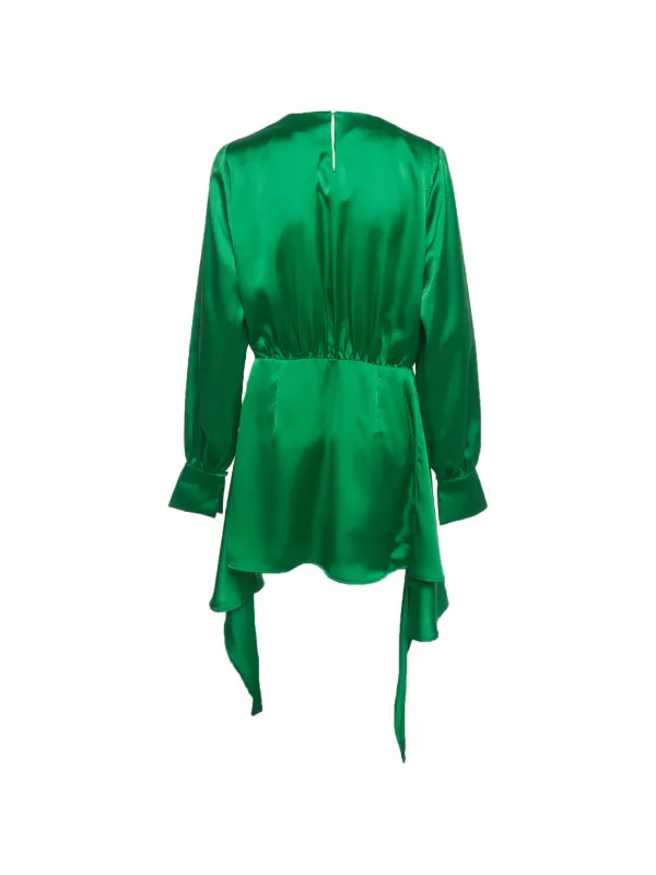 green satin long sleeve mini dress The Attico long-sleeve | satin slip dress with sleeves