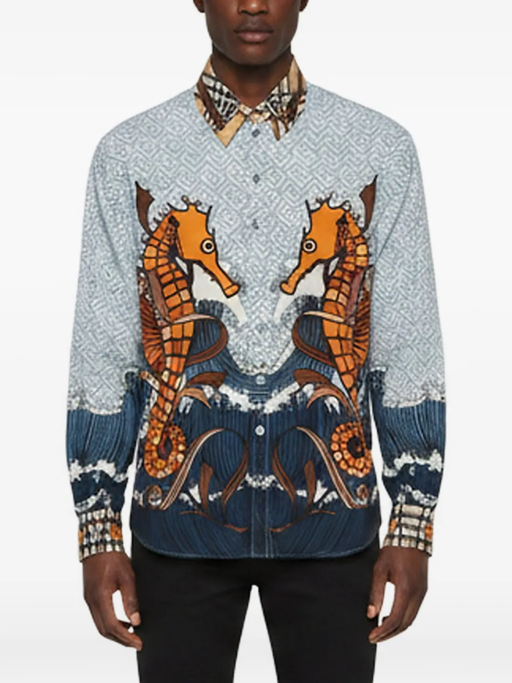Burberry Pre-Owned TB Monogram seahorse-print shirt - Blau