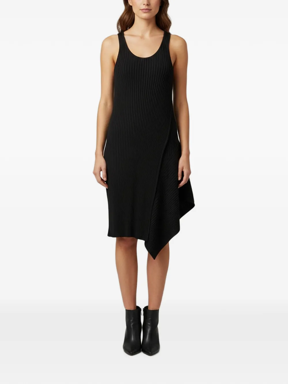 Stella McCartney Pre-Owned rib-knit asymmetric midi dress - Nero