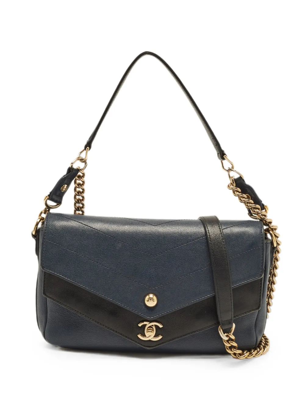 CHANEL Pre-Owned 2018-2019 Double Flap leather shoulder bag - Blu