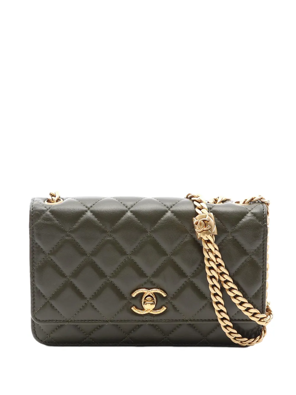 CHANEL Pre-Owned Borsa a tracolla CC in pelle di agnello trapuntata 2021-2026 - Marrone