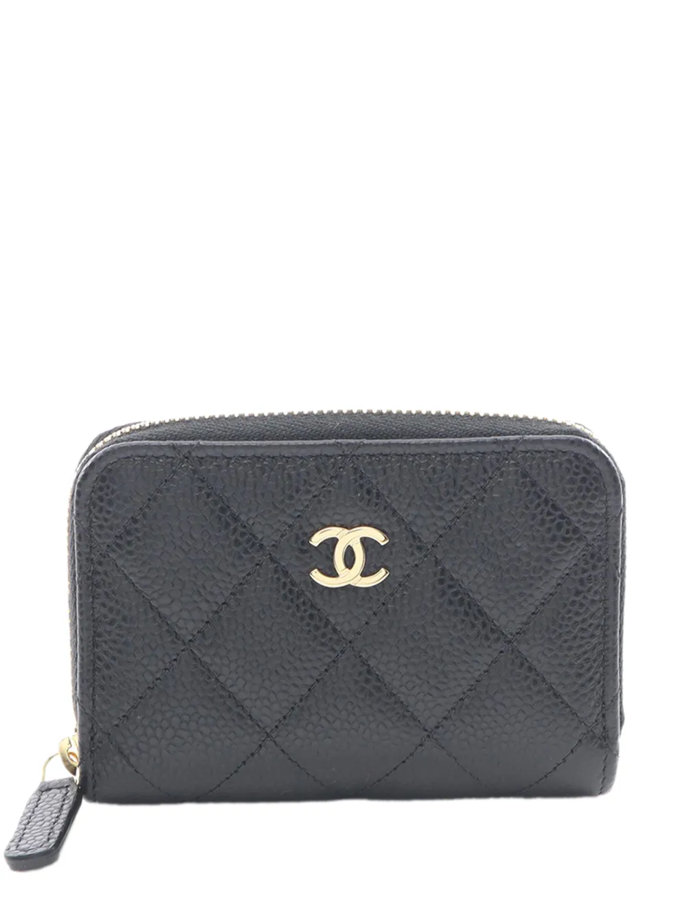 CHANEL Pre-Owned Portamonete CC in pelle Caviar trapuntata con zip 2021-2026 - Nero