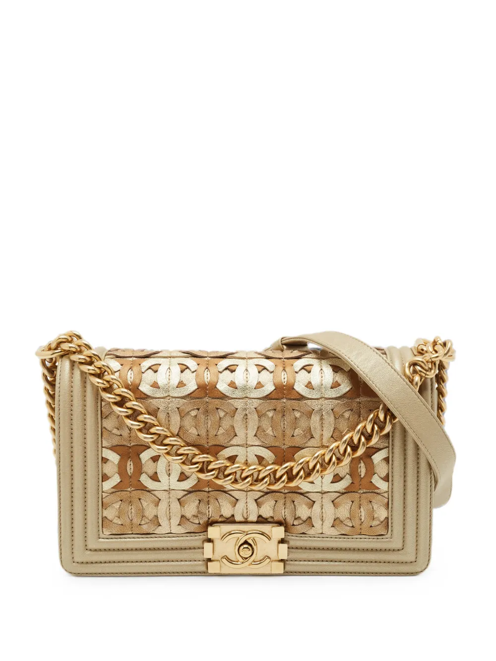 CHANEL Pre-Owned 2014-2015 medium Boy CC-cutout shoulder bag - Gold