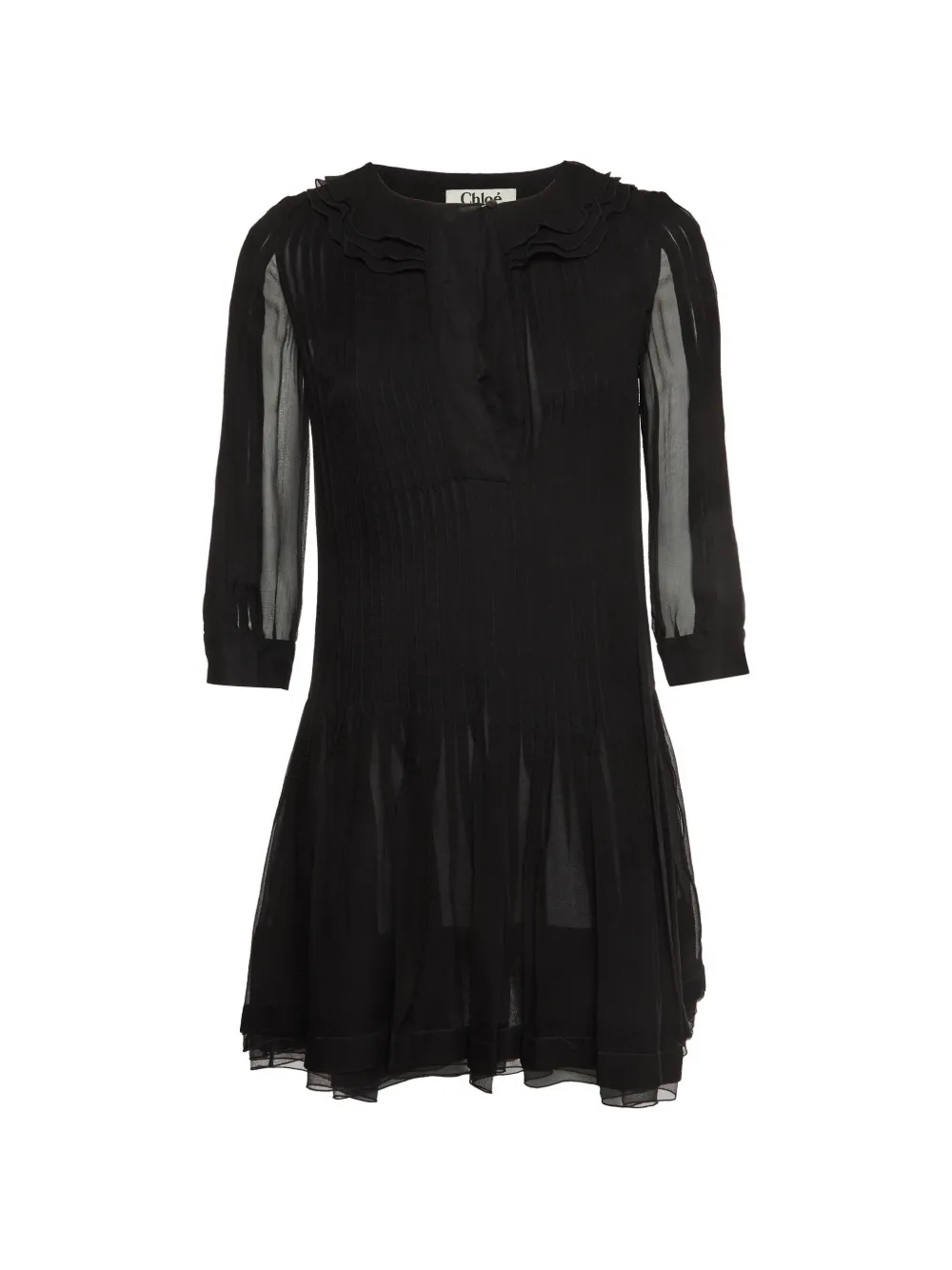 Chloé Pre-Owned pleated silk mini dress - Nero