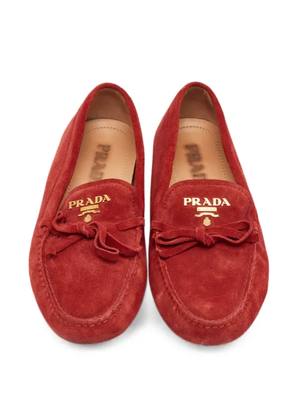 Prada Pre-Owned リボンディテール スエードローファー | レッド