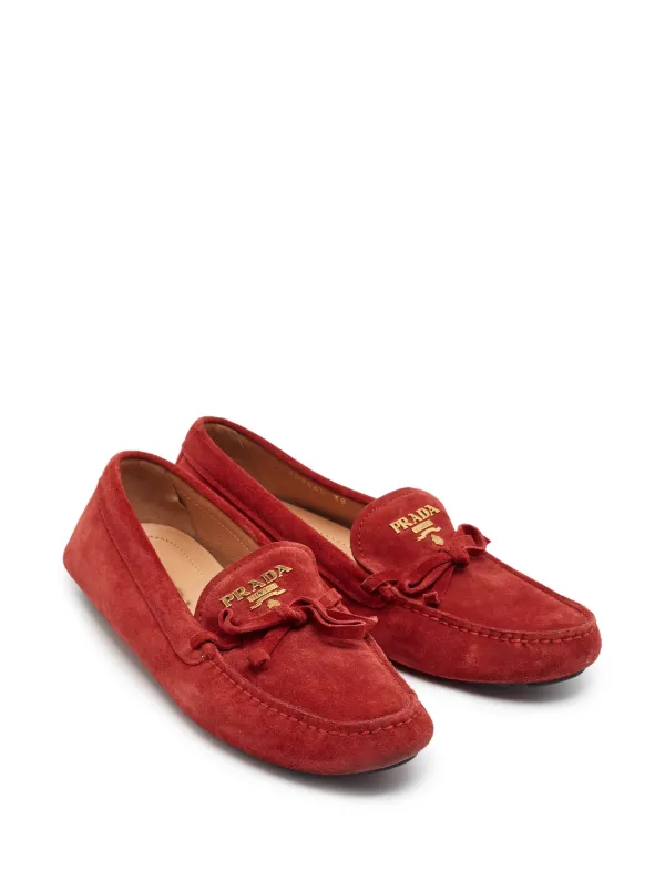 Prada Pre-Owned リボンディテール スエードローファー | レッド