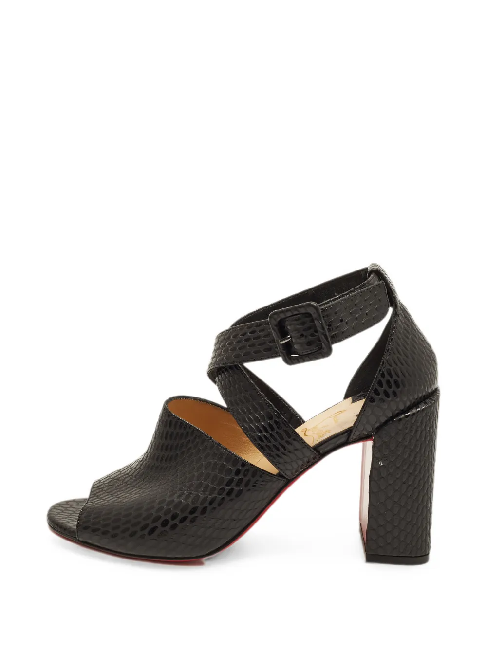 Christian Louboutin Pre-Owned snakeskin-embossed ankle-strap sandals - Schwarz