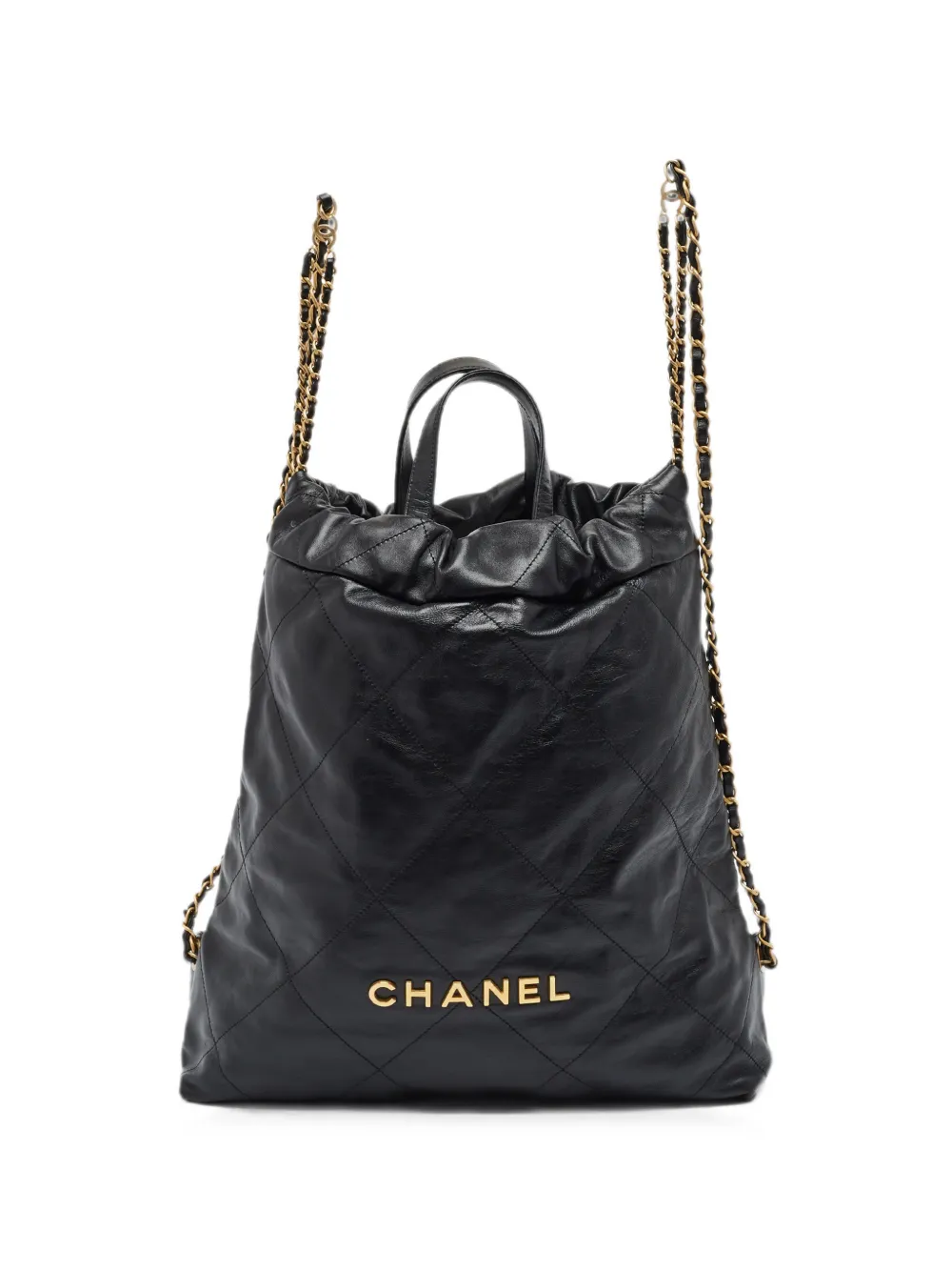 Pre-owned Chanel 22 Quilted Backpack In Black