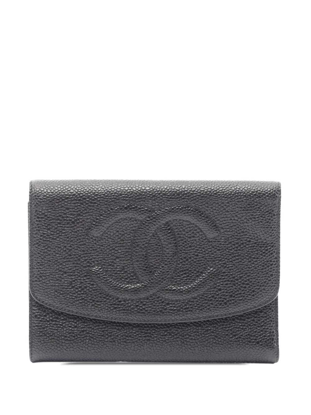 CHANEL Pre-Owned Portafoglio tri-fold CC piccolo in pelle Caviar 1996-1997 - Nero