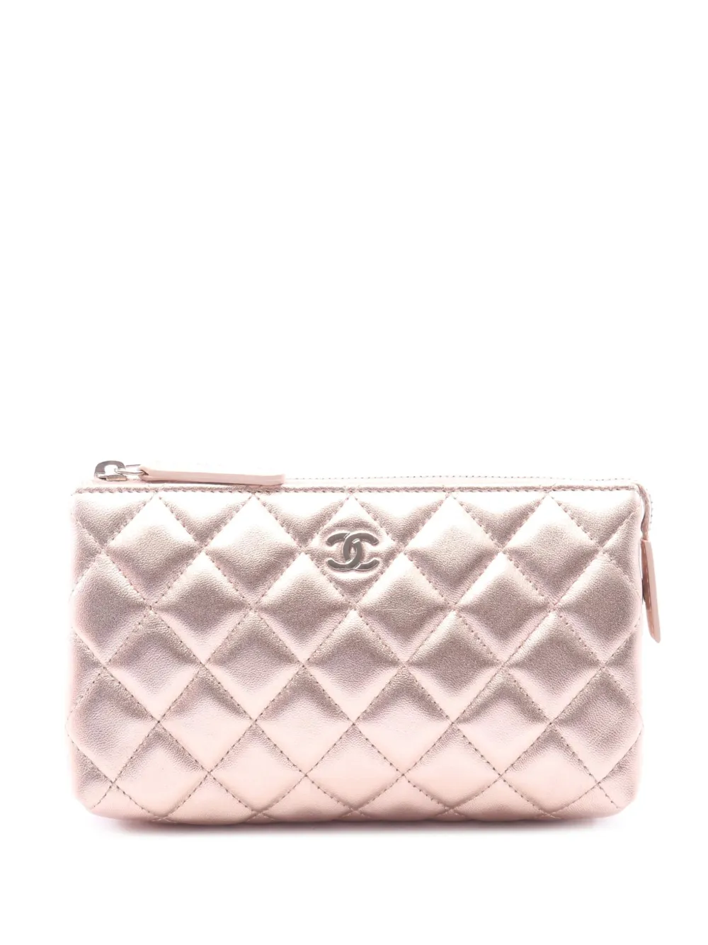 CHANEL Pre-Owned Clutch CC in pelle di agnello metallizzata 2015-2016 - Rosa