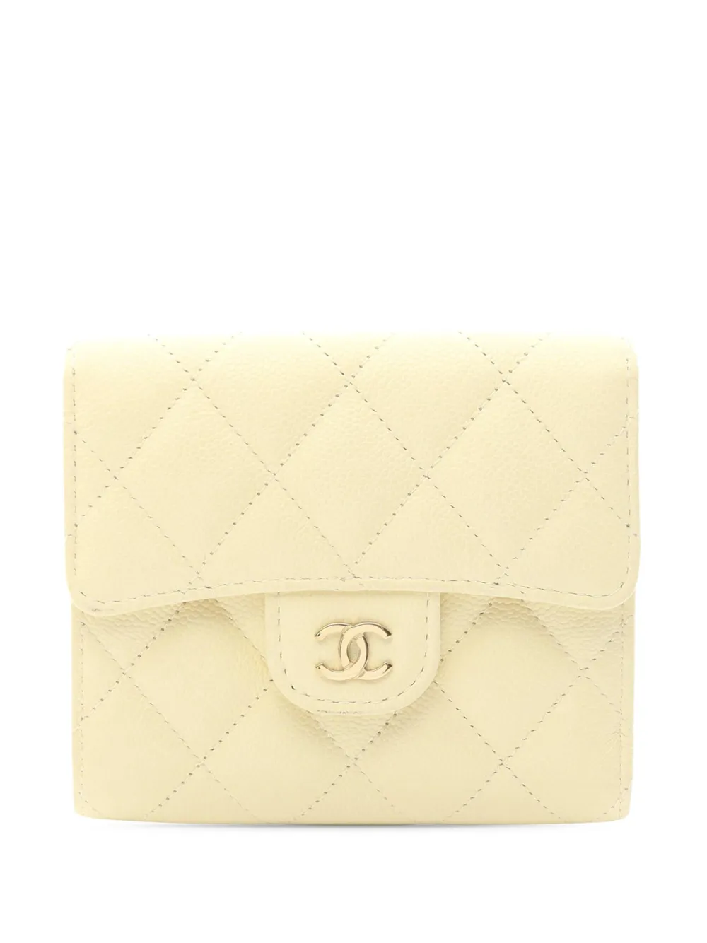 CHANEL Pre-Owned Portafoglio CC piccolo in pelle Caviar trapuntata 2021-2026 - Giallo