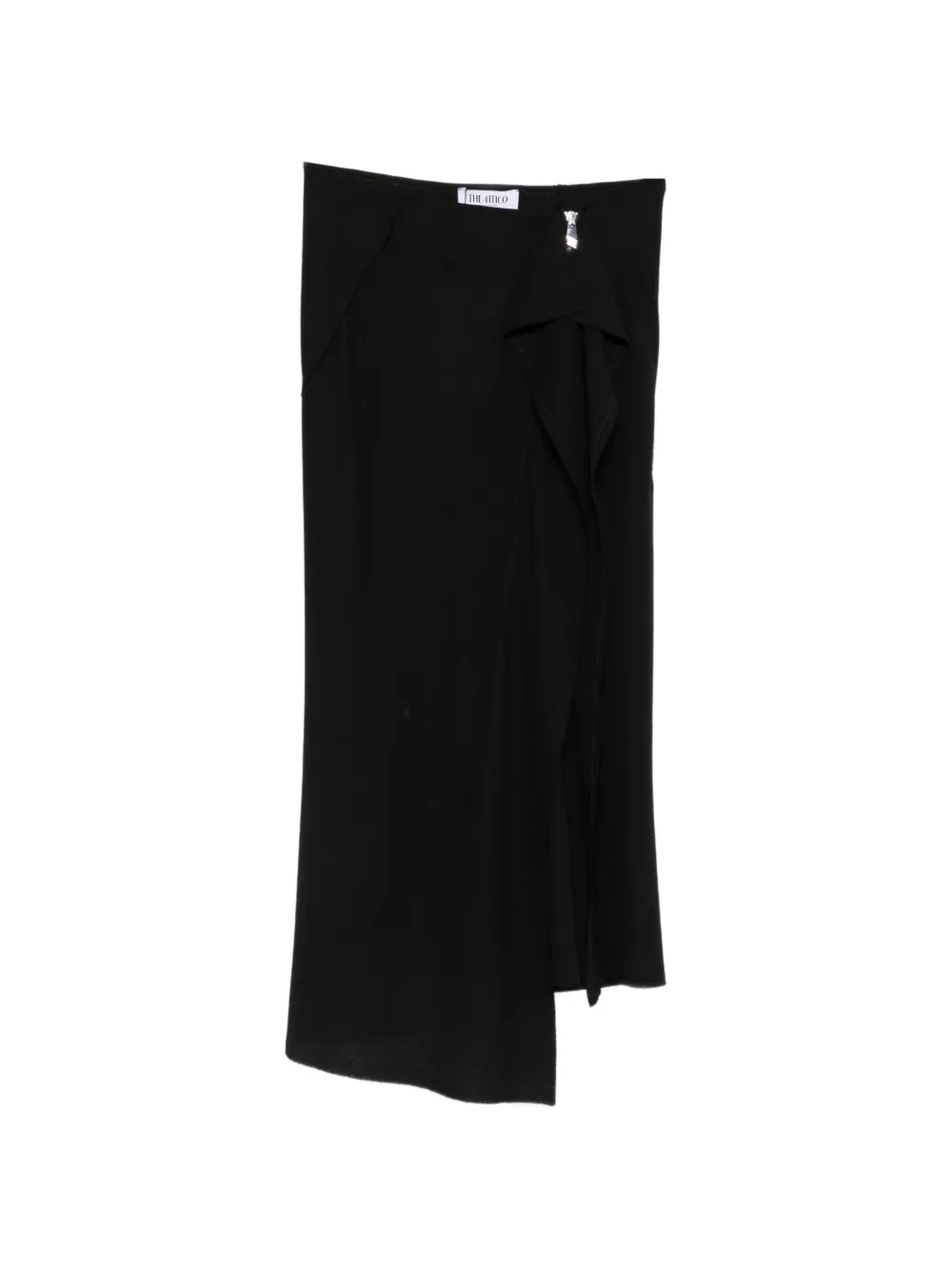 The Attico ruffled asymmetric midi skirt - Nero