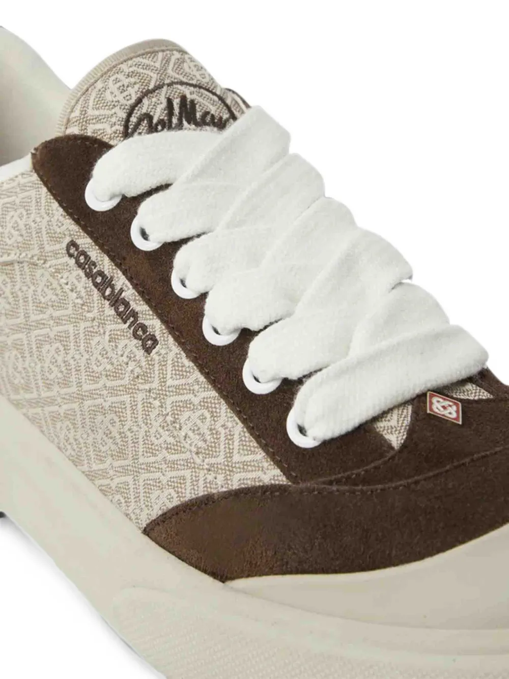 Casablanca monogram-print calf suede-panel sneakers Beige