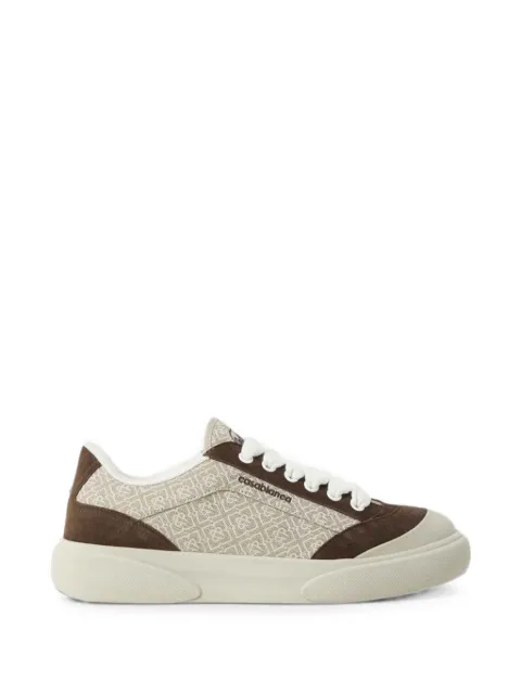 Casablanca monogram-print calf suede-panel sneakers