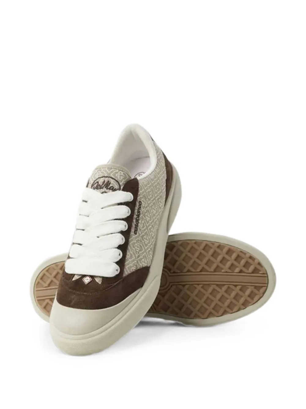 Casablanca monogram-print calf suede-panel sneakers Beige