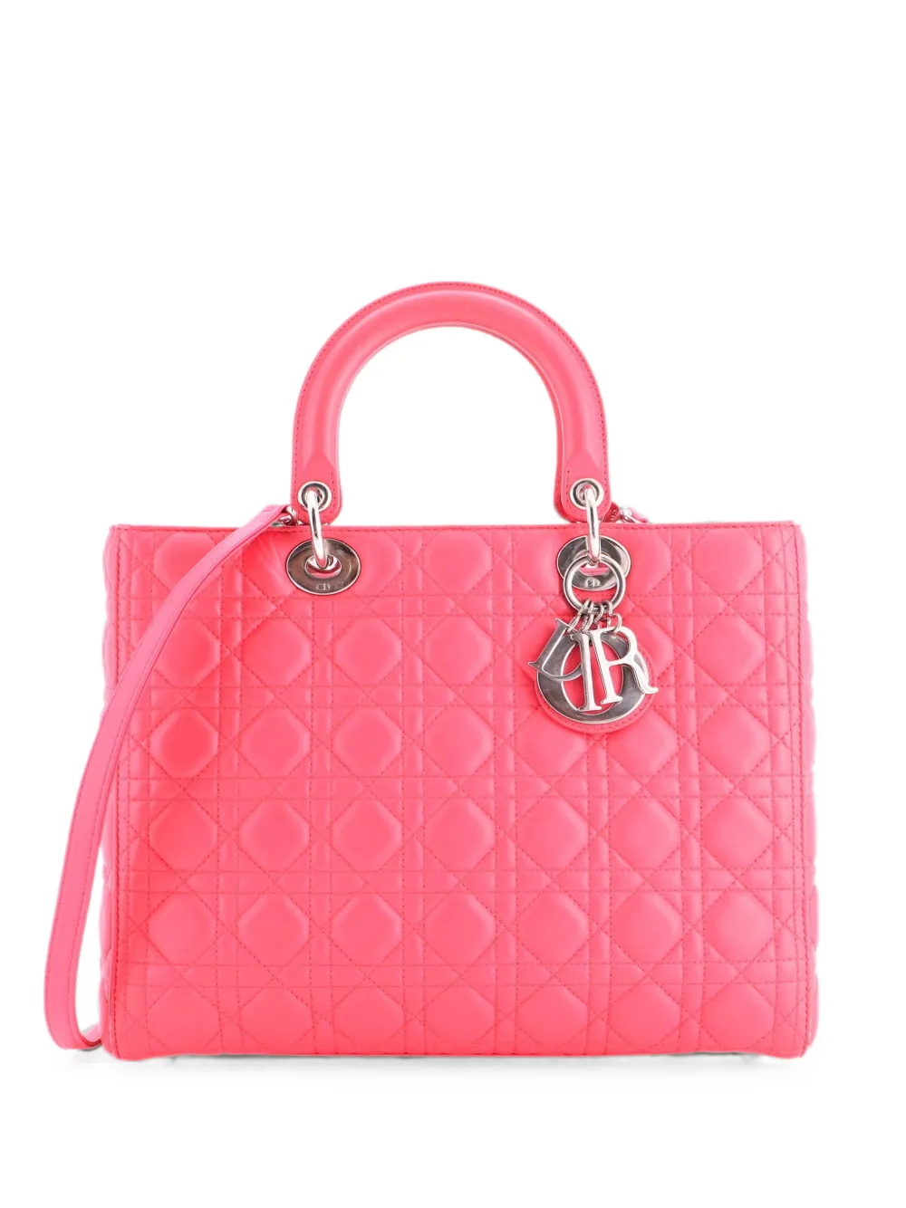 Christian Dior Pre-Owned Lady Dior Bag Cannage Quilt Lambskin Large tote bag - Pink