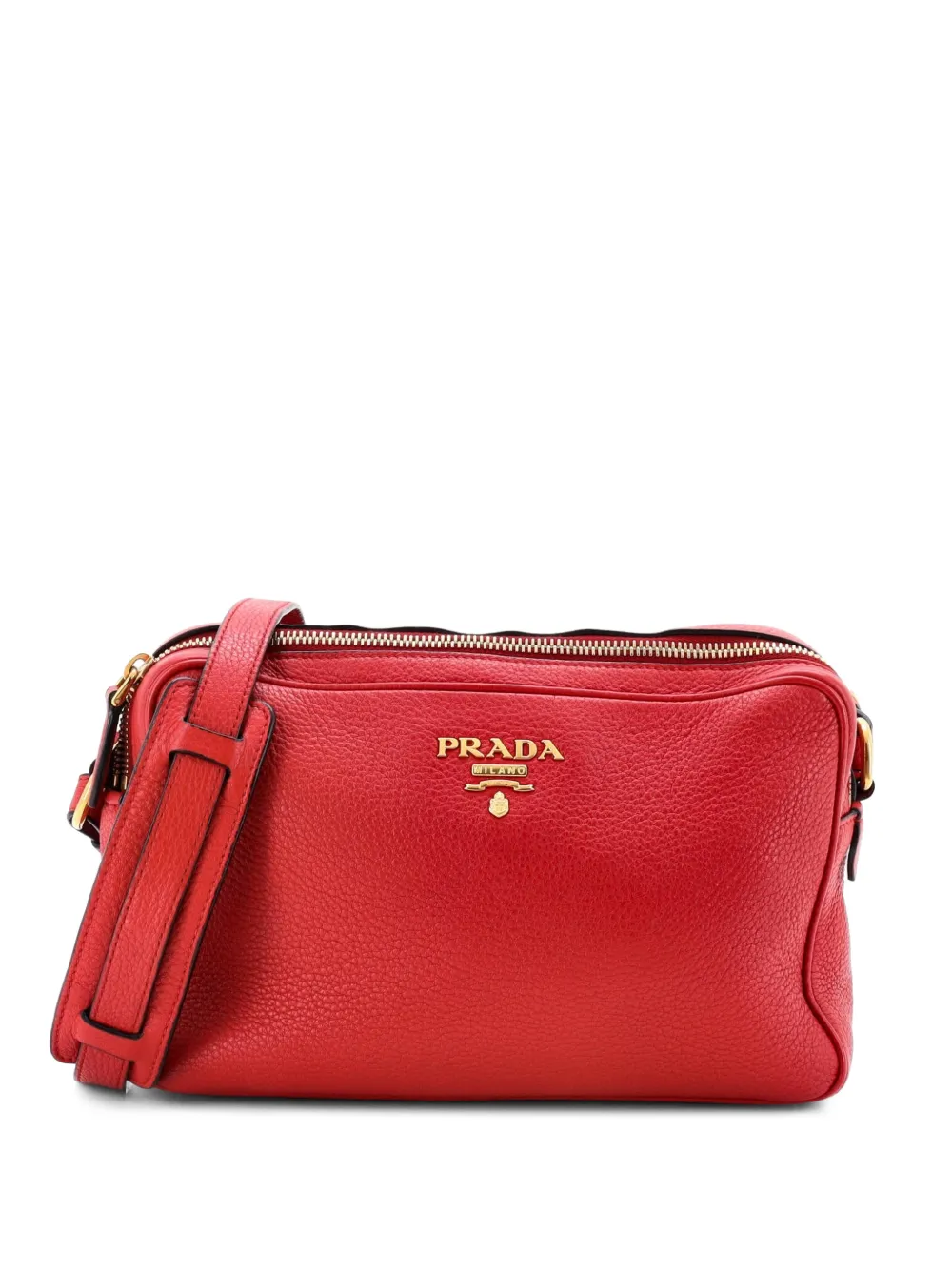 Prada Pre-Owned Double Zip Camera Bag Vitello Phenix Medium crossbody bag - Rot