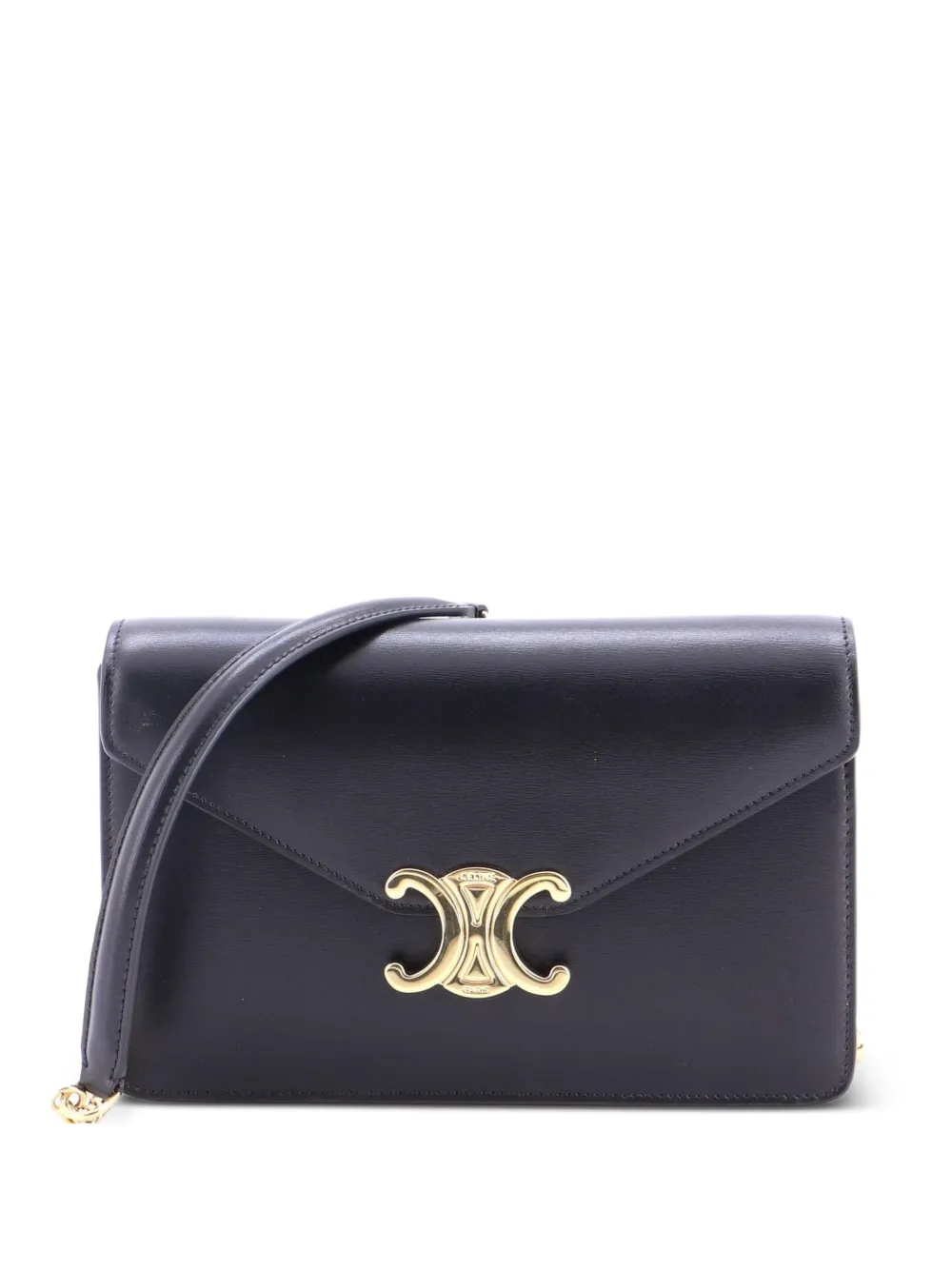 Celine Pre-Owned Margo Triomphe Wallet on Chain Leather crossbody bag - Black