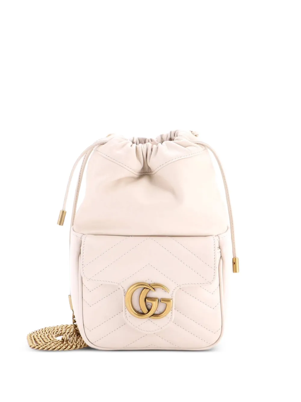Gucci Pre-Owned Mini GG Marmont Pocket Beuteltasche aus Matelasse-Leder - Weiß