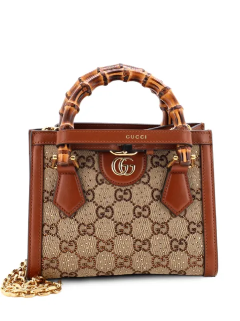 Gucci Pre-Owned Diana NM Bamboo Handle Crystal Embellished GG Canvas Mini tote bag