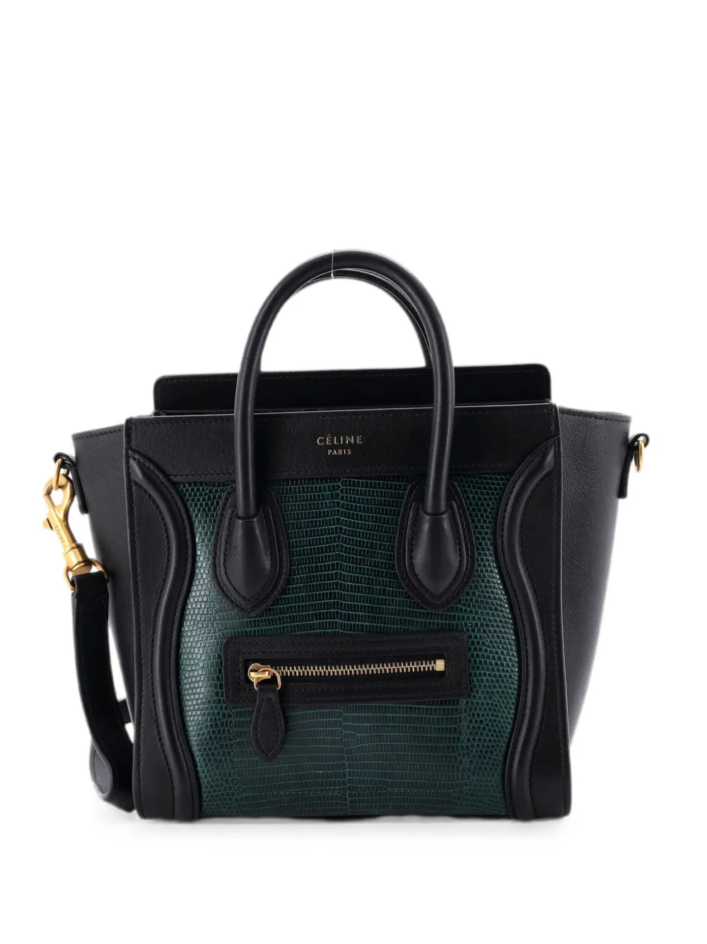 Celine Pre-Owned Luggage Bag Lizard and Leather Nano tote bag - Black