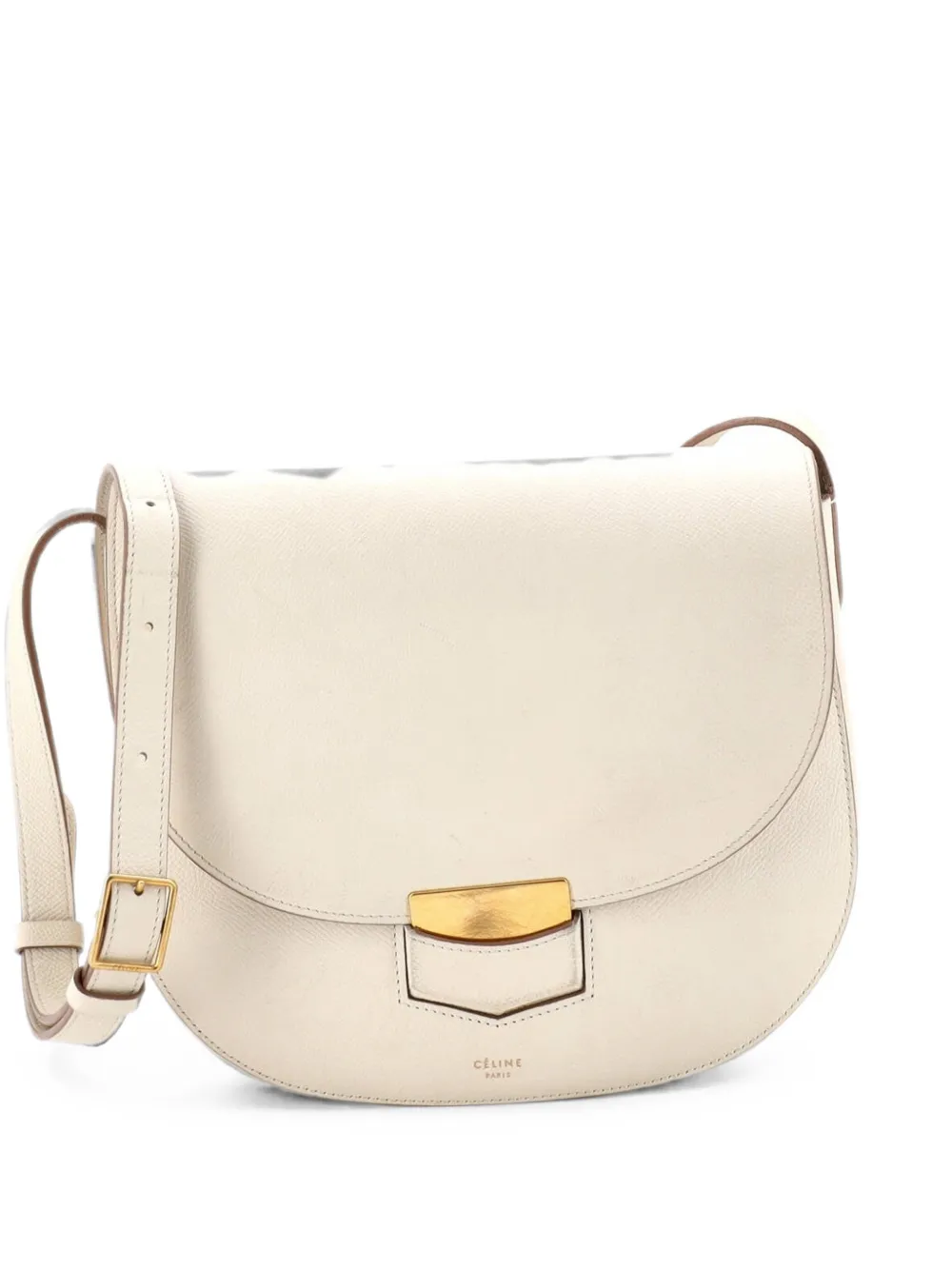 Celine Pre-Owned Borsa a tracolla Trotteur media in pelle martellata - Bianco