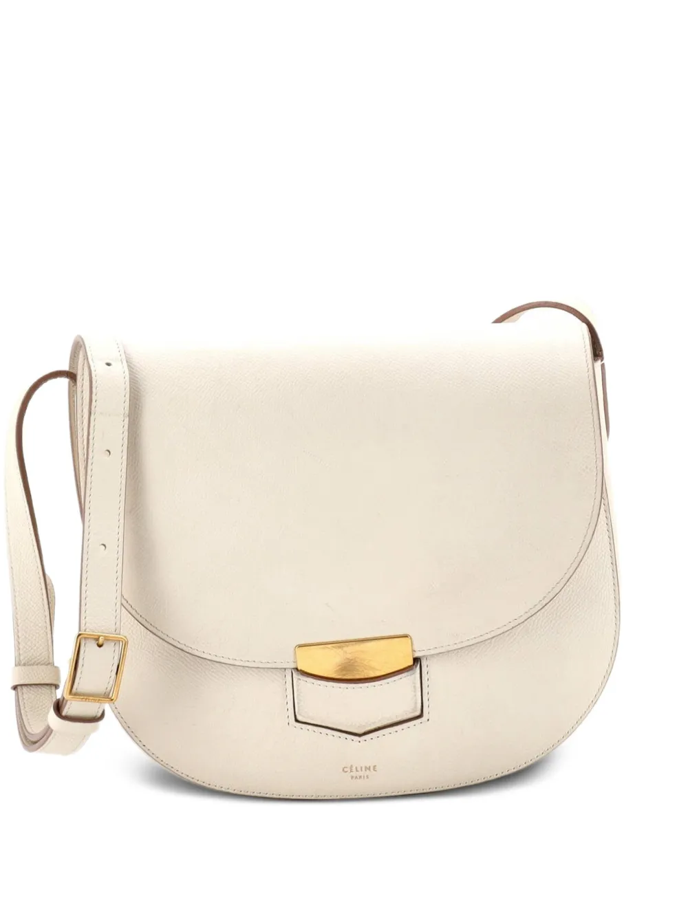 Celine Pre-Owned Trotteur Grainy Leather Medium crossbody bag - White