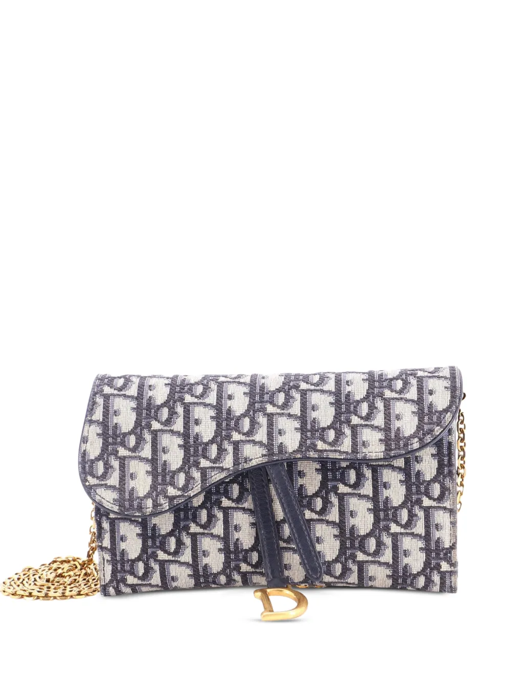 Christian Dior Pre-Owned Saddle Chain Wallet Oblique Canvas crossbody bag - Blue