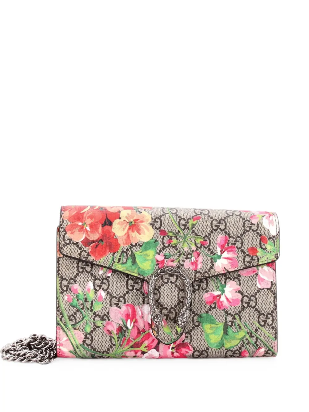 Gucci Pre-Owned Borsa a tracolla Dionysus piccola in tela cerata GG con stampa a fiori e catena - Marrone