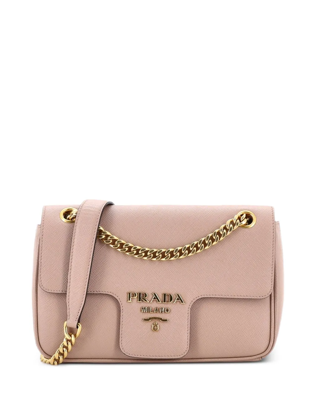 Prada Pre-Owned Kleine Pattina Schultertasche aus Saffiano-Leder - Nude