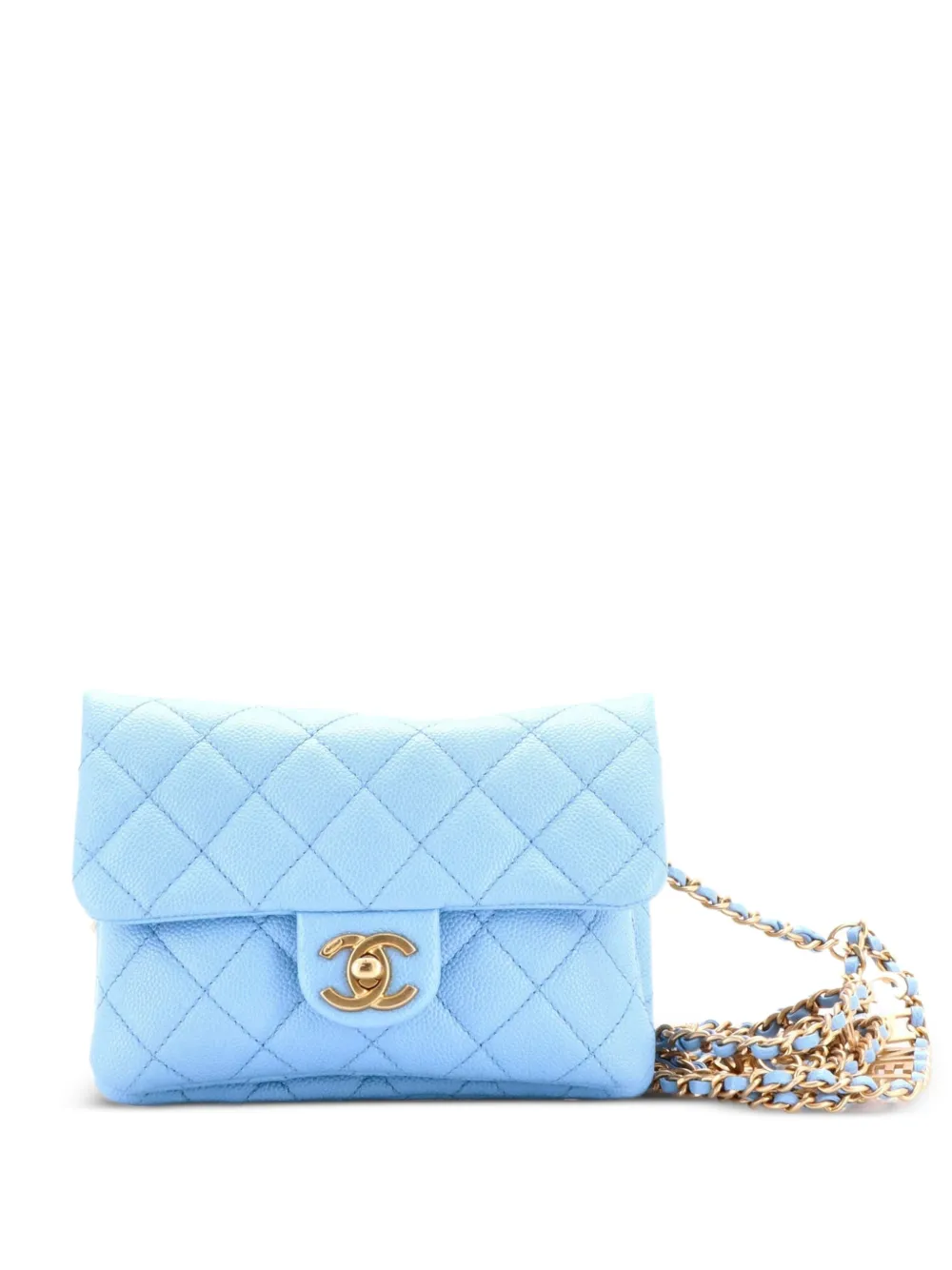 CHANEL Pre-Owned Pick Me Up Logo Chain Quilted Caviar belt bag - Blue