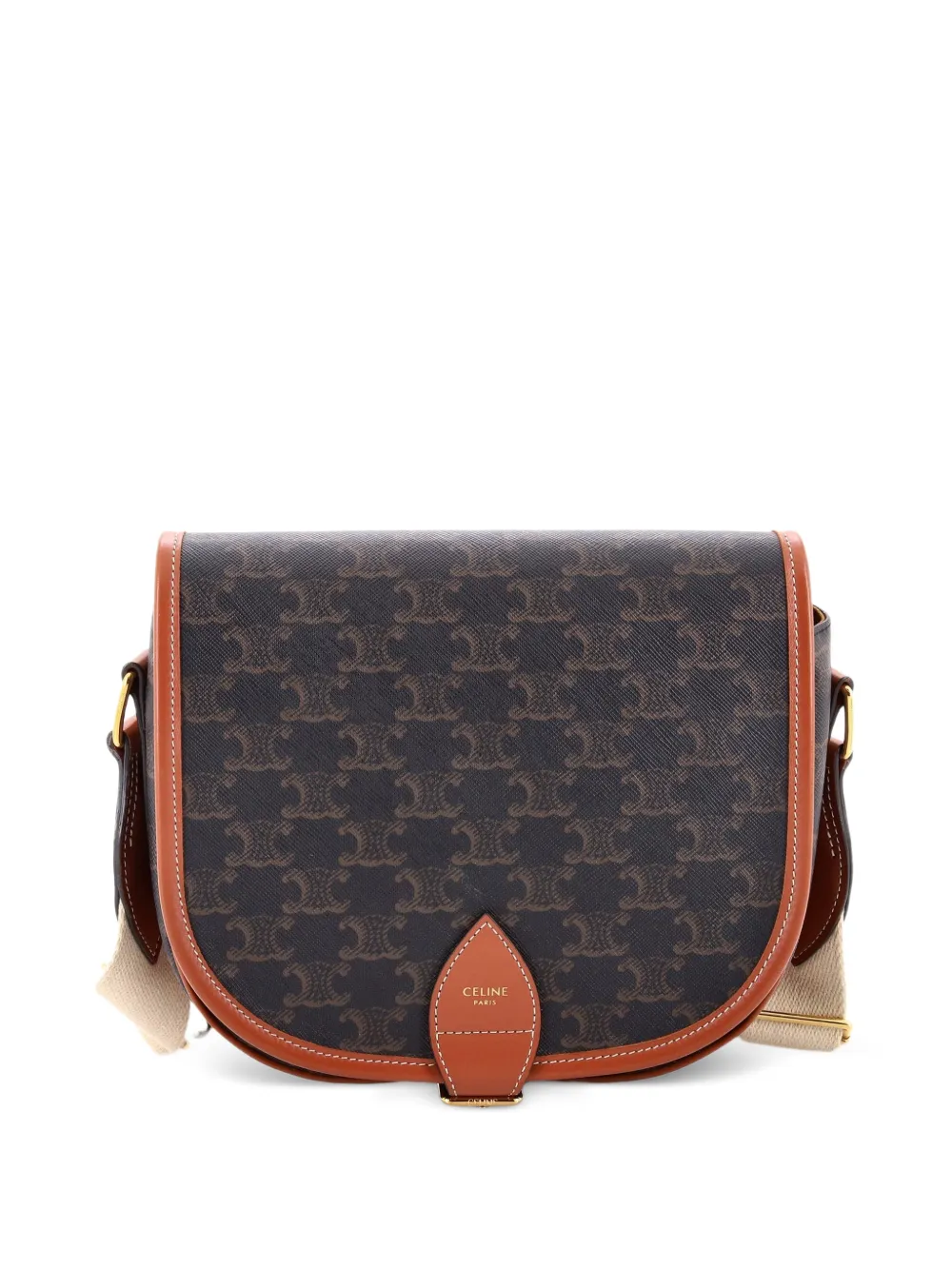 Celine Pre-Owned Folco Bag Triomphe Coated Canvas Large crossbody bag - Brown