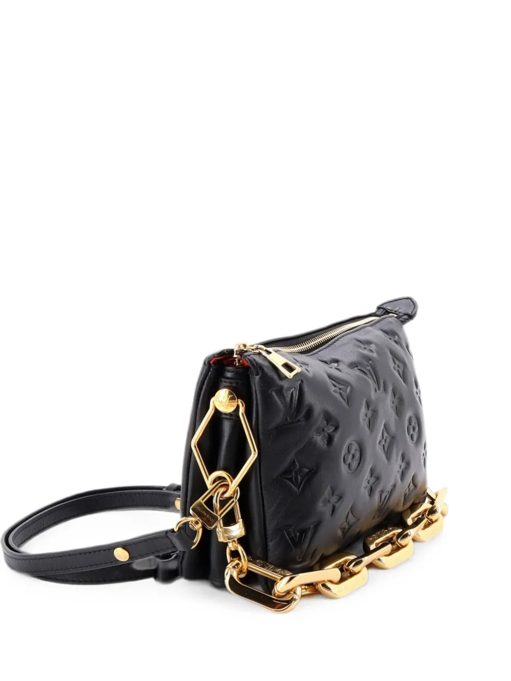 Louis Vuitton Pre-Owned Borsa a tracolla Coussin Bag BB in pelle di agnello goffrata con monogramma - Nero