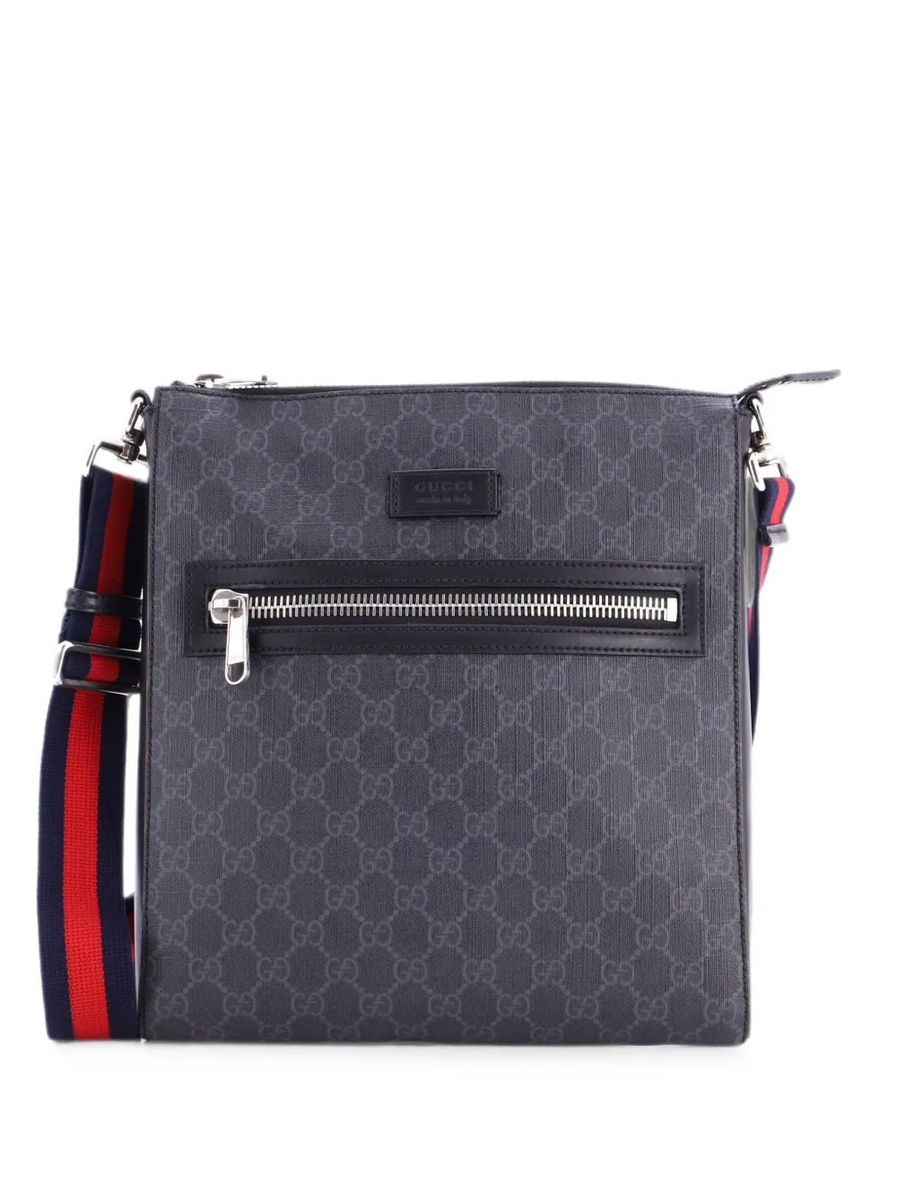 Gucci Pre-Owned Mittelgroße Kuriertasche mit Web-Riemen - Schwarz