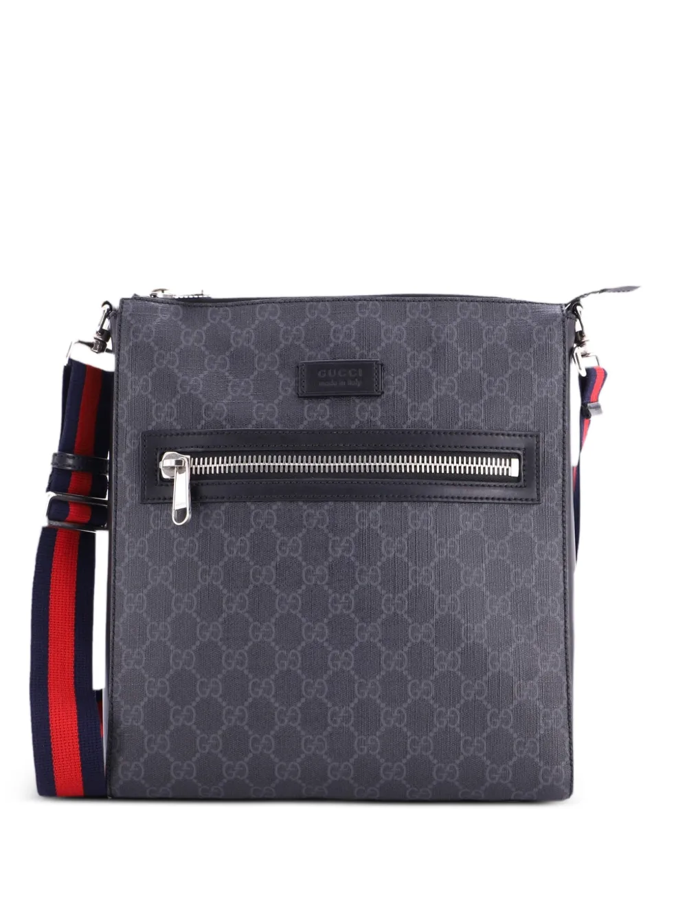 Gucci Pre-Owned Mittelgroße Kuriertasche mit Web-Riemen - Schwarz