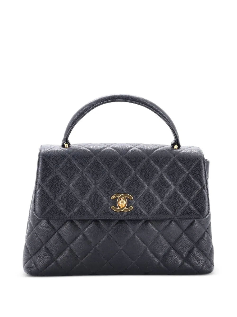CHANEL Pre-Owned Classic Top Handle Flap Bag Quilted Caviar Medium satchel - Black