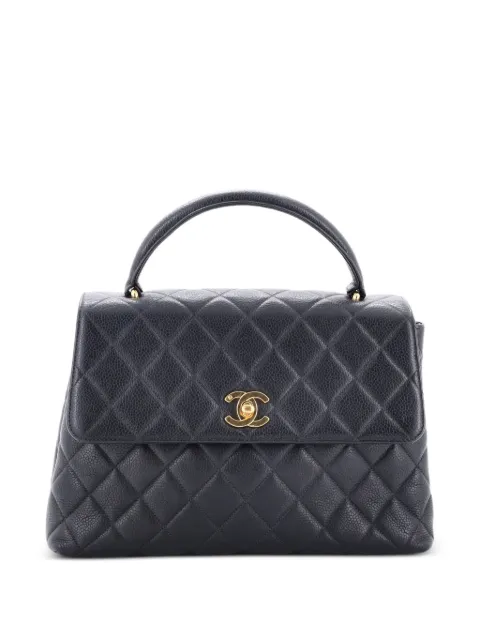 CHANEL Pre-Owned Classic Top Handle Flap Bag Quilted Caviar Medium satchel