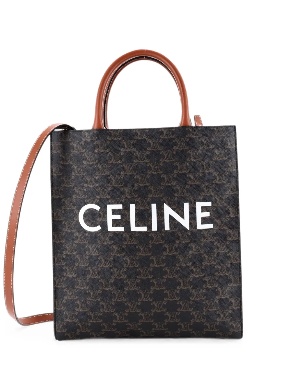 Celine Pre-Owned Borsa tote Vertical Cabas Triomphe piccola in tela cerata - Marrone