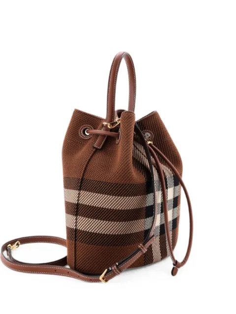 Burberry Pre-Owned TB Drawstring Check Knitted Fabric Small bucket bag